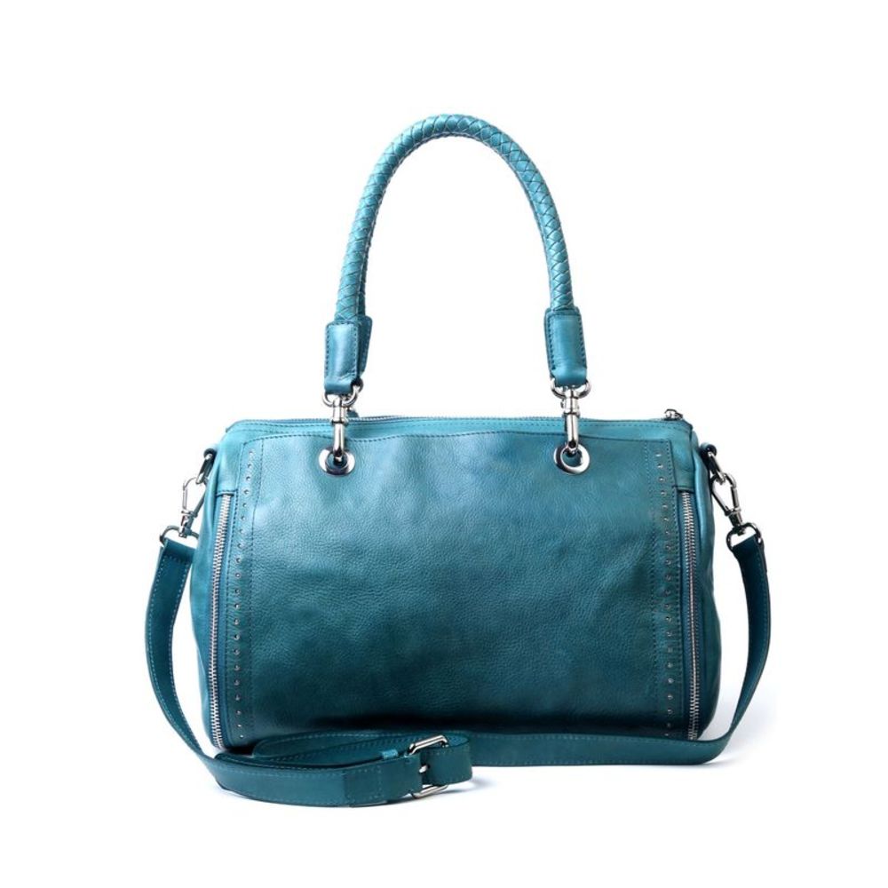 OLD TREND Women's Aqua Lily Feet 43 Removable Strap Tassels Satchel Handbag